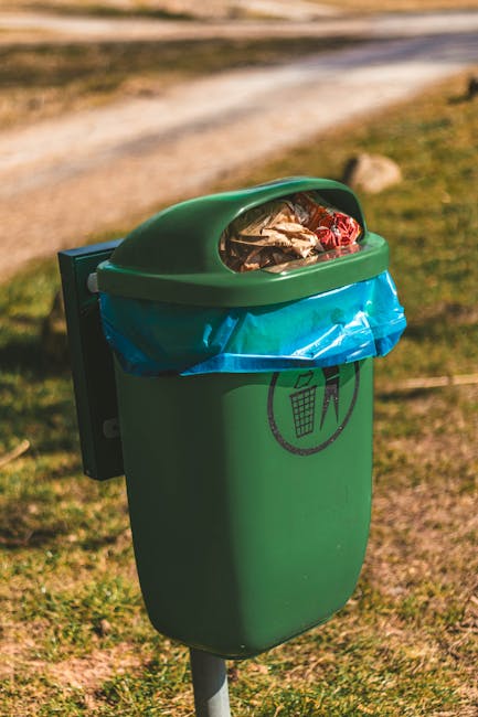 A green wheelbarrow with a black fabric bag positioned on the ground next to it, containing long-handled tools such as a garden rake and a spade, is situated on a paved pathway in a residential garden